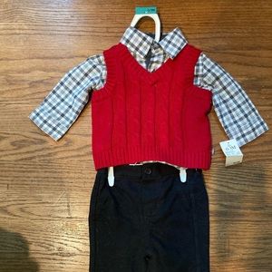 Slacks, button down shirt, vest for baby